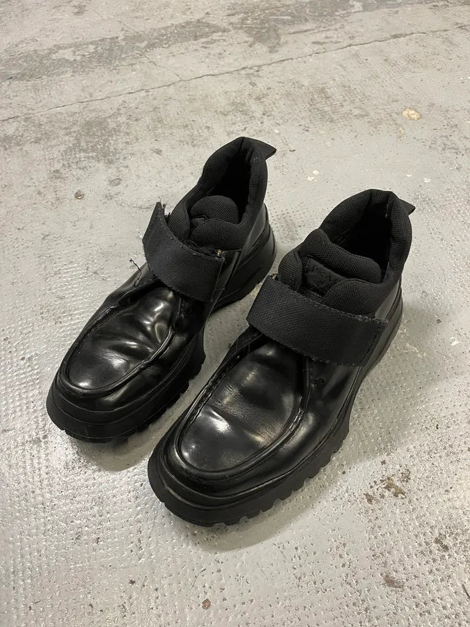 FW2000 Prada Black Strapped Leather Boots XncxeZp 2