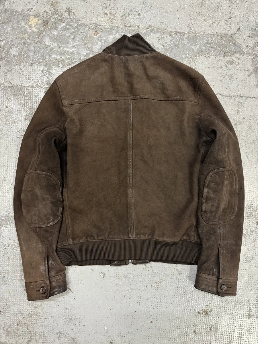 FW2000 Prada Brown Eroded Leather Jacket  dWPfhIU 1