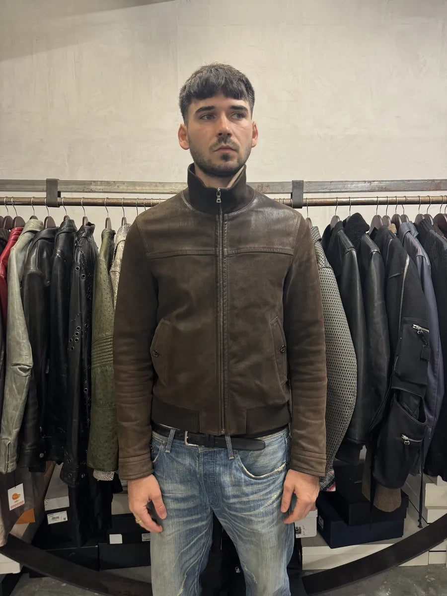 FW2000 Prada Brown Eroded Leather Jacket  dWPfhIU 4