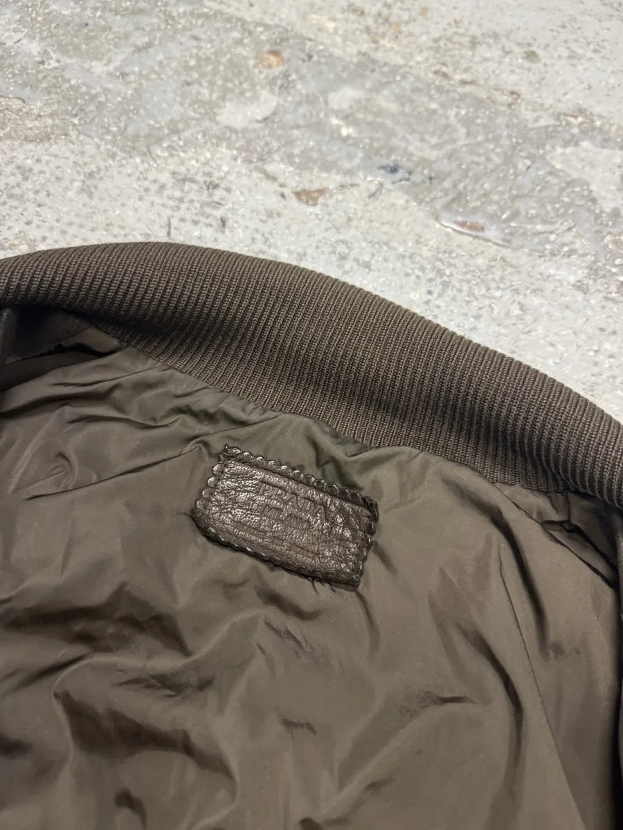 FW2000 Prada Brown Eroded Leather Jacket  dWPfhIU 7