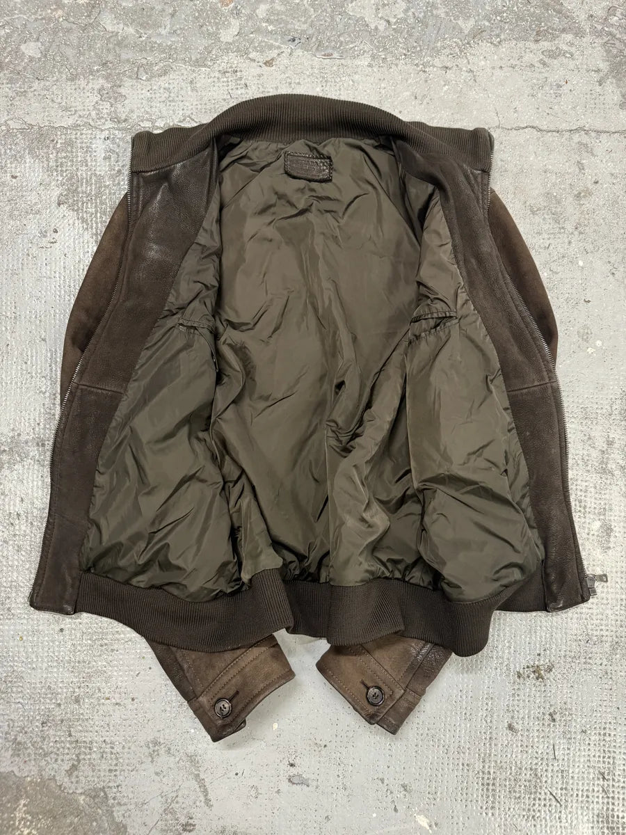 FW2000 Prada Brown Eroded Leather Jacket  dWPfhIU 8