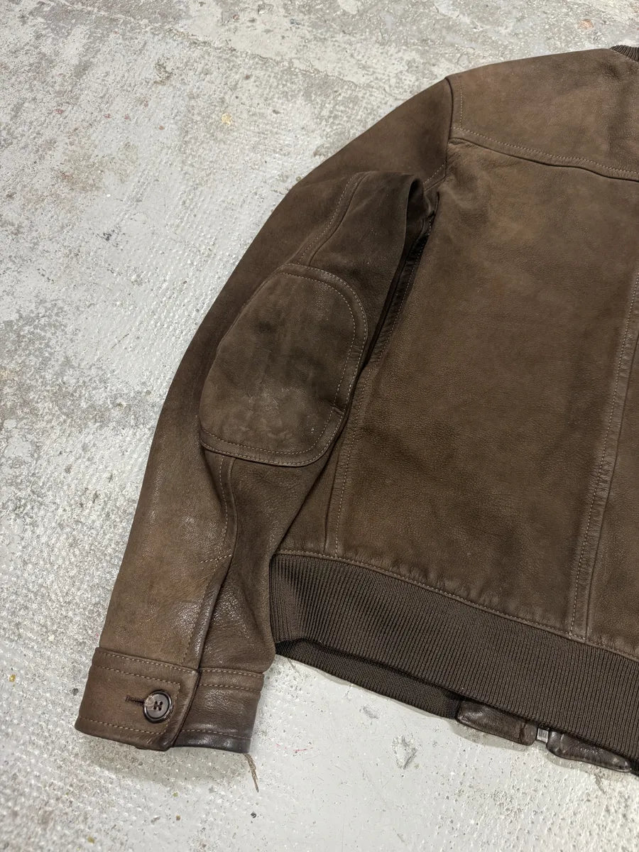 FW2000 Prada Brown Eroded Leather Jacket  dWPfhIU 9