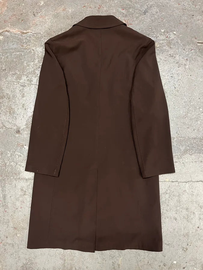 FW2000 Prada Brown Minimalist Long Trench Jacket (M/L) SqTAusP 5