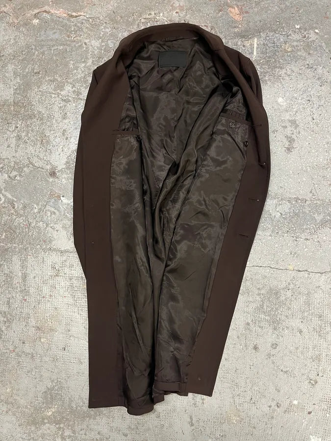 FW2000 Prada Brown Minimalist Long Trench Jacket (M/L) SqTAusP 6