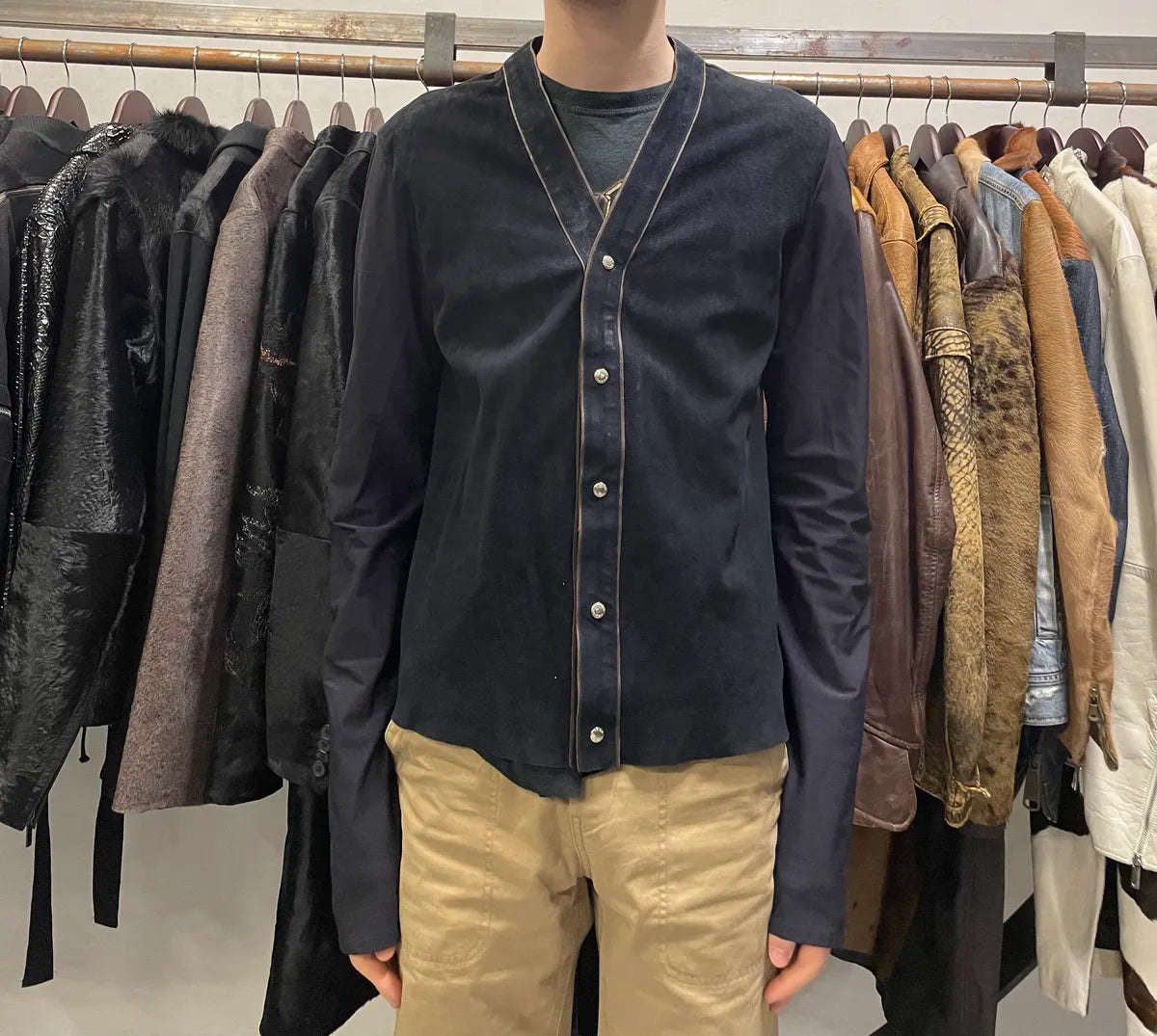 FW2000 Prada Hybrid Leather Cardigan YjNbfXh 1