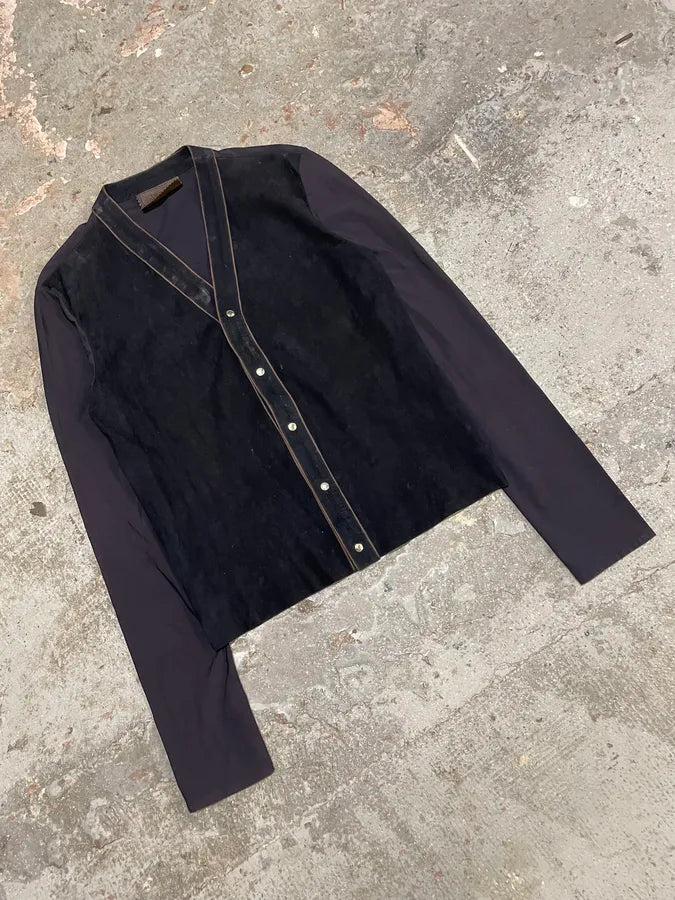 FW2000 Prada Hybrid Leather Cardigan YjNbfXh 3