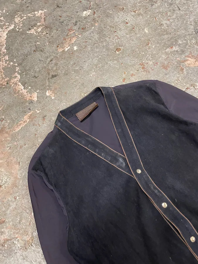 FW2000 Prada Hybrid Leather Cardigan YjNbfXh 4