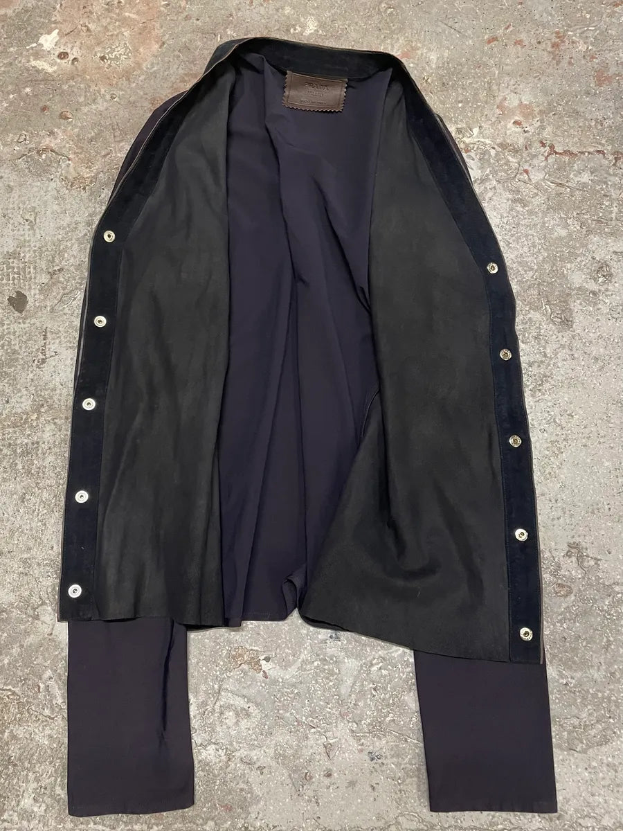 FW2000 Prada Hybrid Leather Cardigan YjNbfXh 6