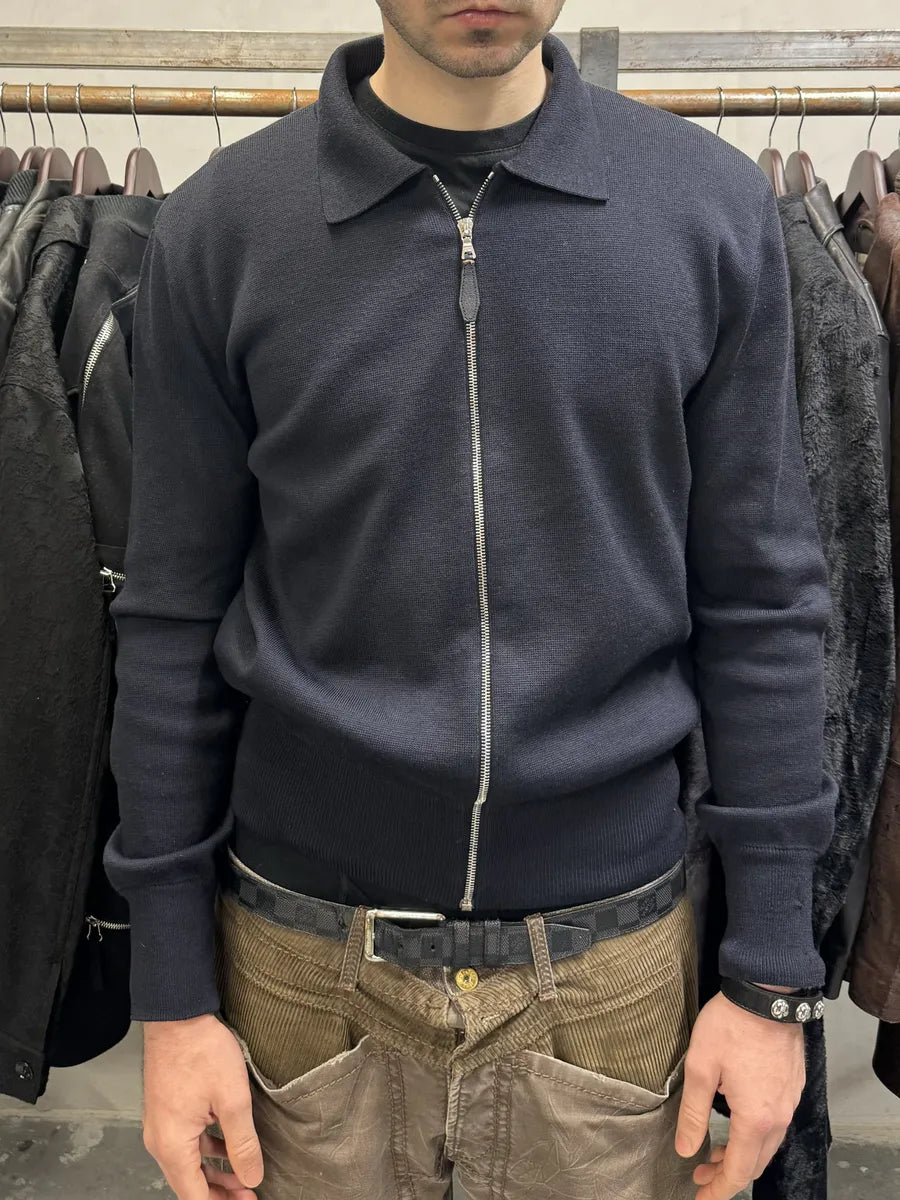 FW2000 Prada Navy Zip-up Sweater (L) jpqqtkY 1