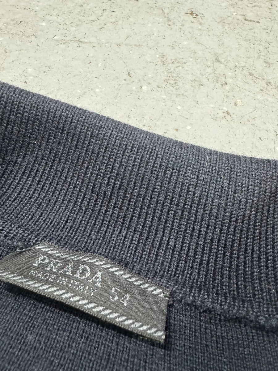 FW2000 Prada Navy Zip-up Sweater (L) jpqqtkY 7