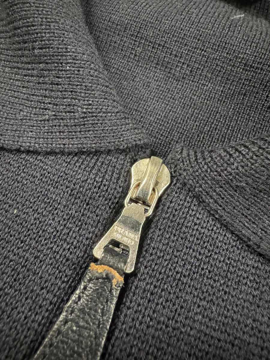 FW2000 Prada Navy Zip-up Sweater (L) jpqqtkY 8