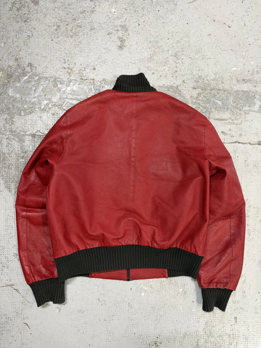 FW2000 Prada Red Leather Bomber Jacket cUwKxgK 3