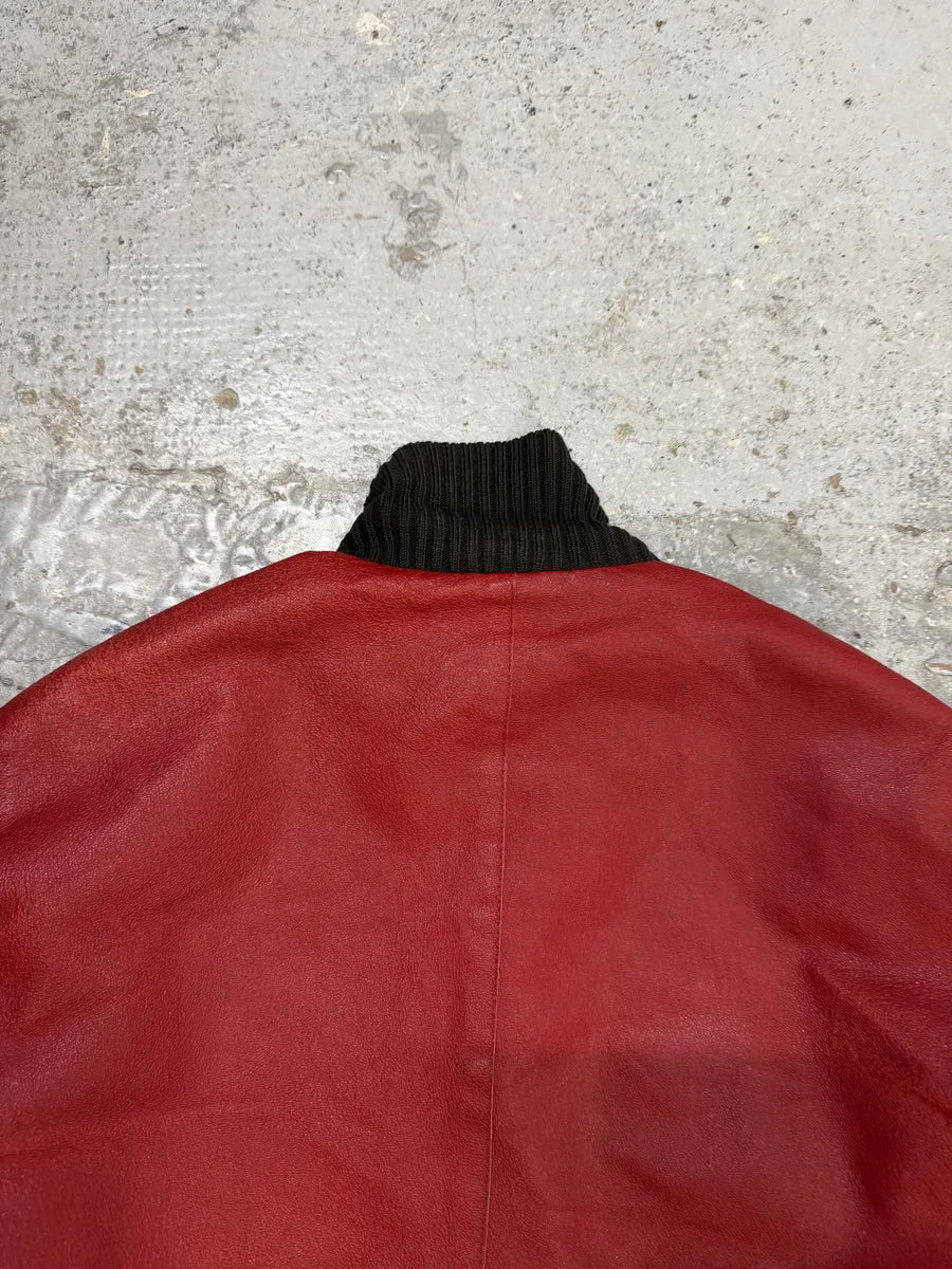 FW2000 Prada Red Leather Bomber Jacket cUwKxgK 8
