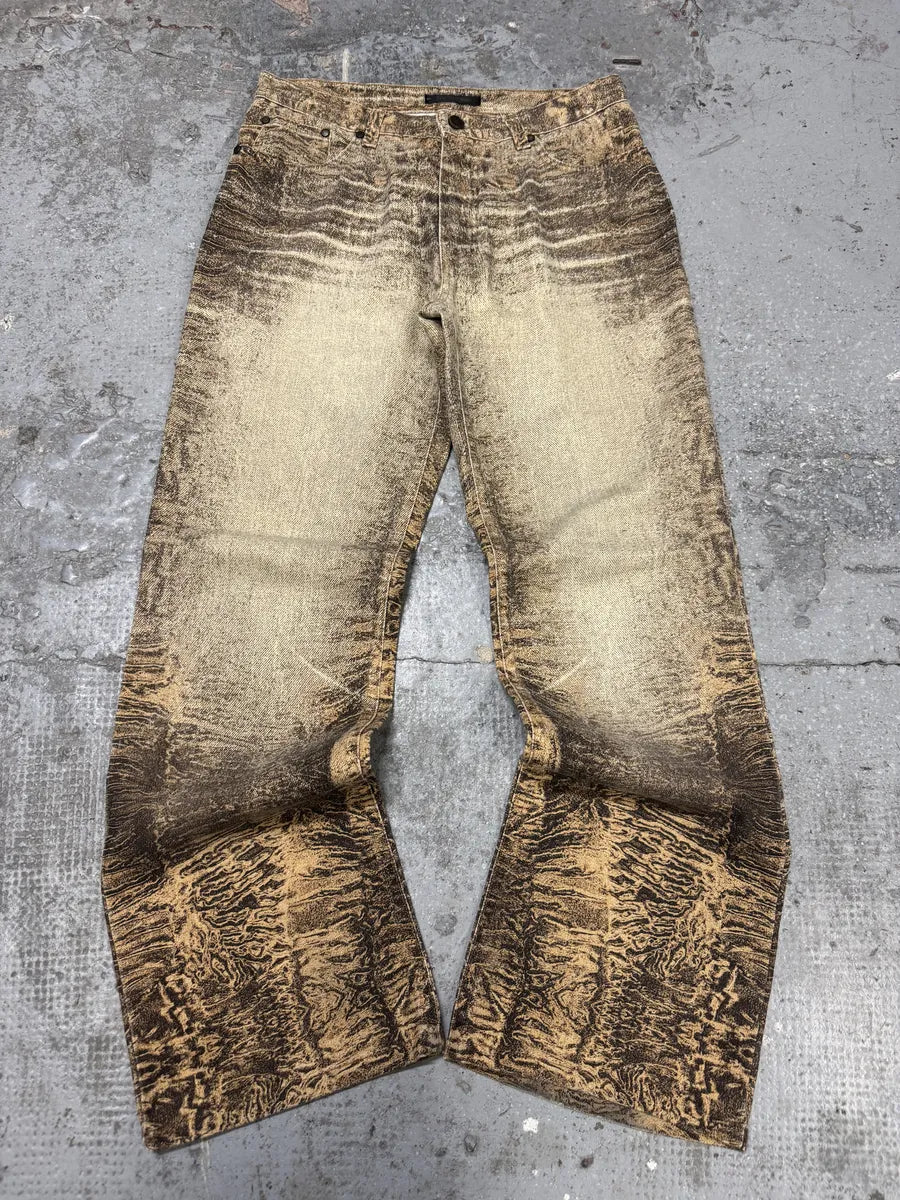 FW2000 Roberto Cavalli Beige Eroded Marble Pants (S) uqpYXmq 0