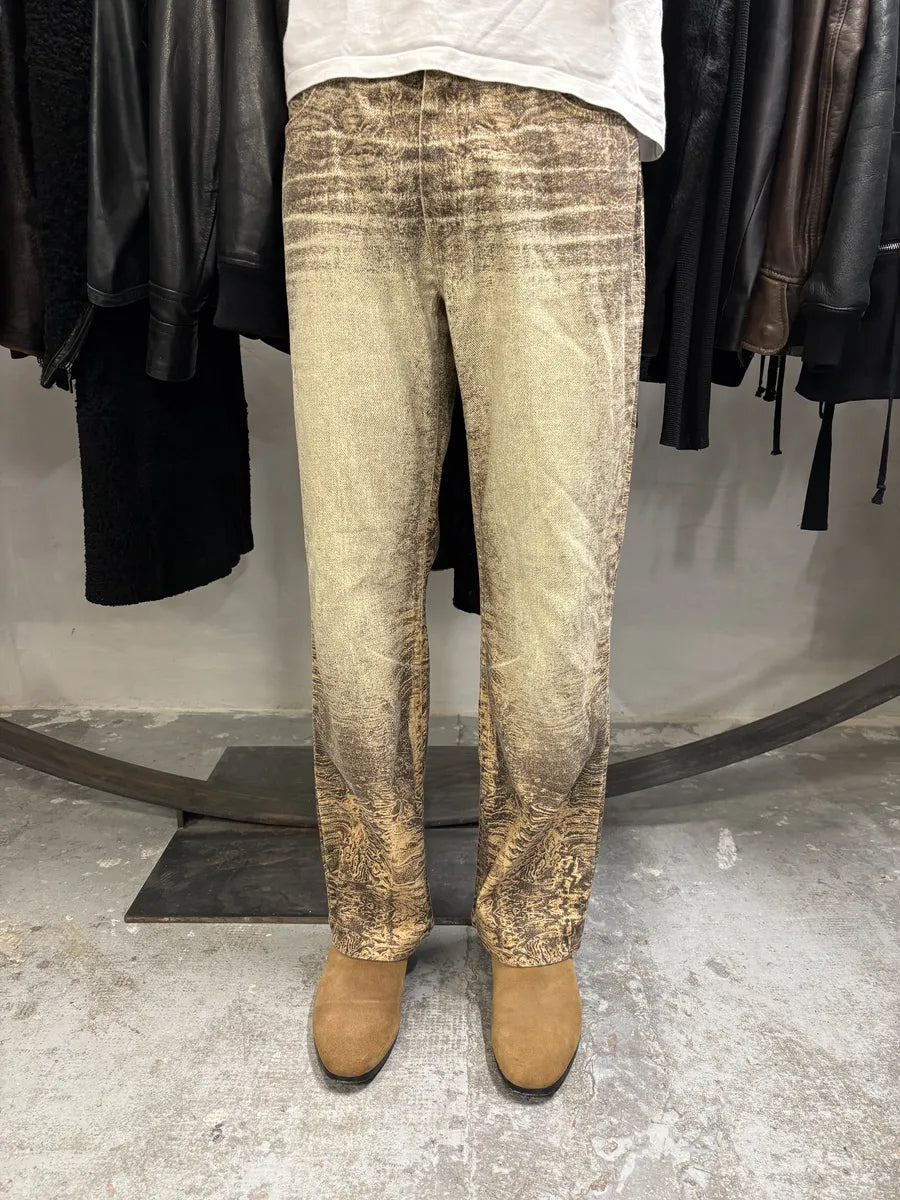 FW2000 Roberto Cavalli Beige Eroded Marble Pants (S) uqpYXmq 1
