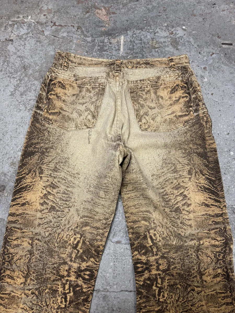 FW2000 Roberto Cavalli Beige Eroded Marble Pants (S) uqpYXmq 10