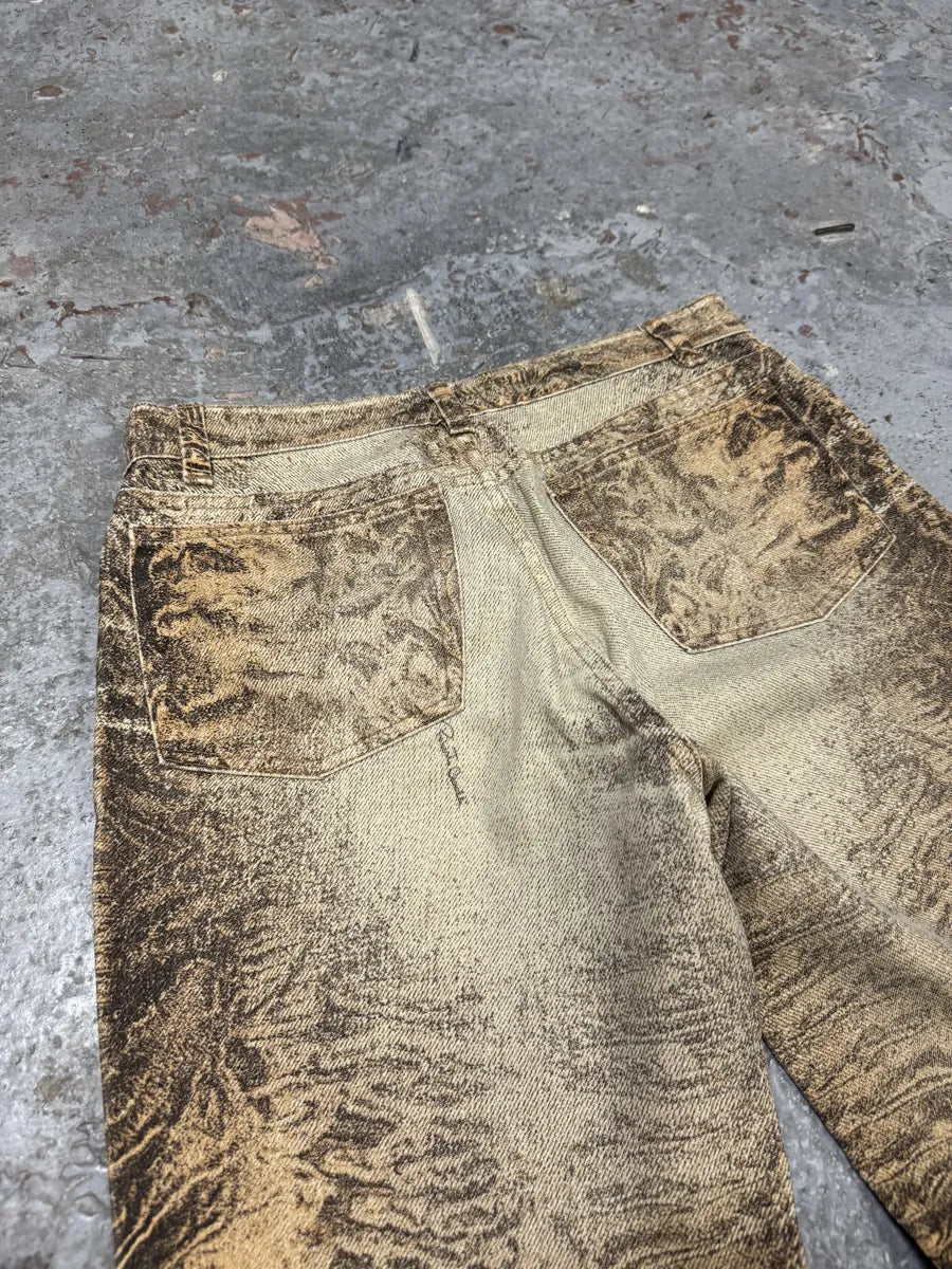 FW2000 Roberto Cavalli Beige Eroded Marble Pants (S) uqpYXmq 11