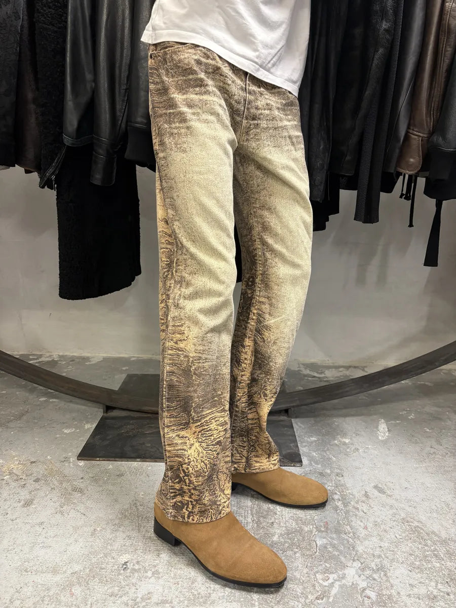 FW2000 Roberto Cavalli Beige Eroded Marble Pants (S) uqpYXmq 2