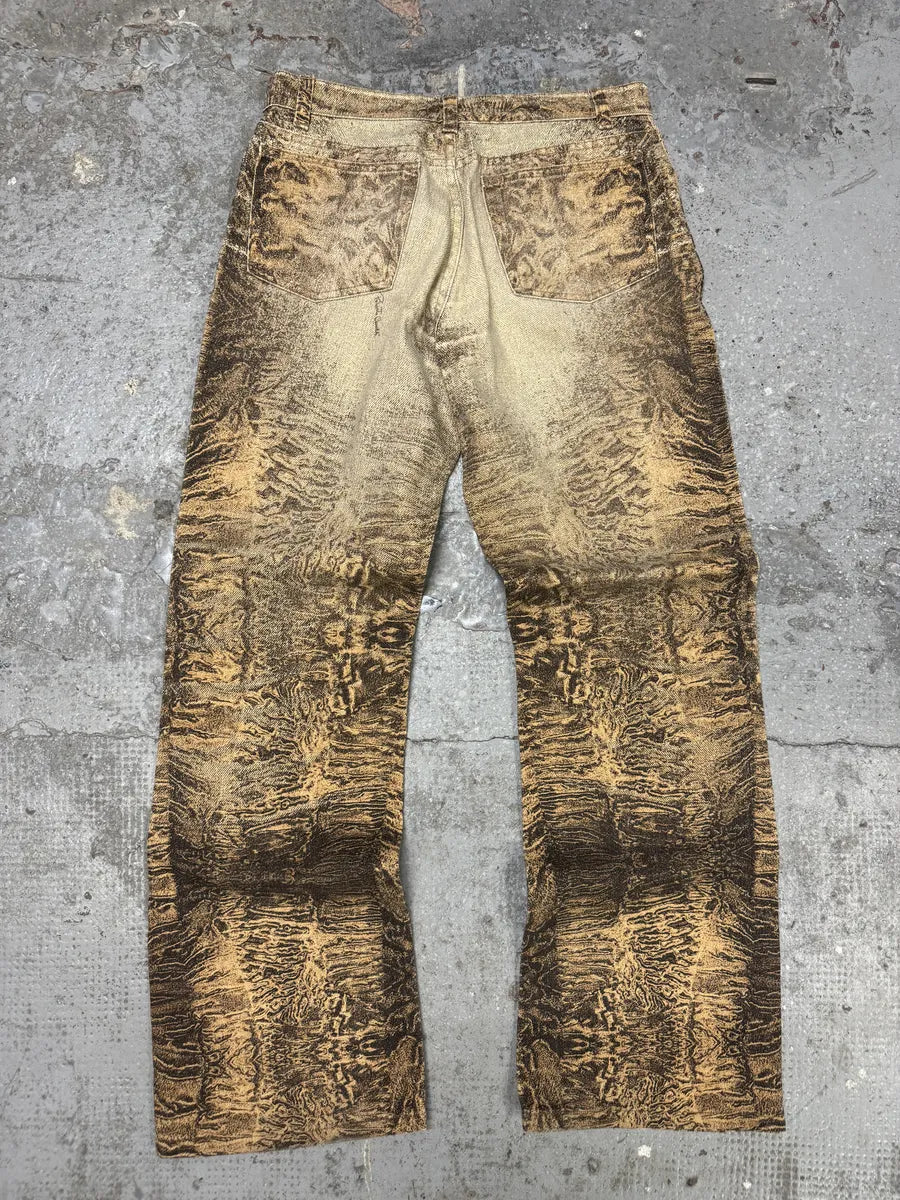 FW2000 Roberto Cavalli Beige Eroded Marble Pants (S) uqpYXmq 4