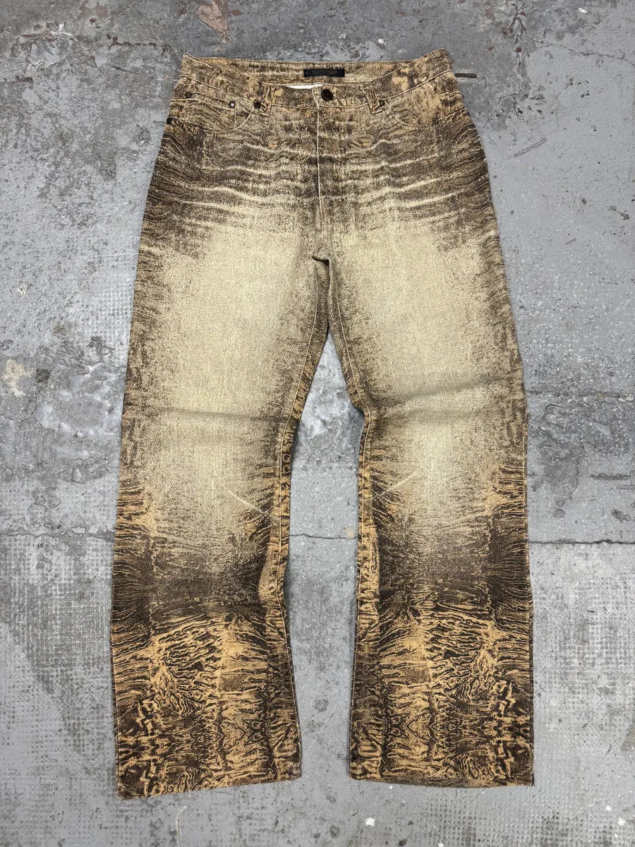 FW2000 Roberto Cavalli Beige Eroded Marble Pants (S) uqpYXmq 5