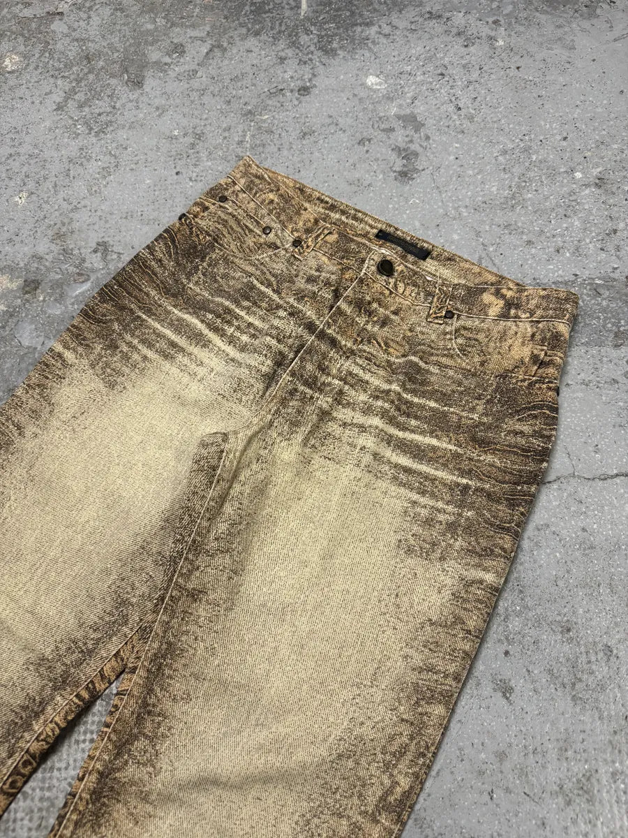 FW2000 Roberto Cavalli Beige Eroded Marble Pants (S) uqpYXmq 7