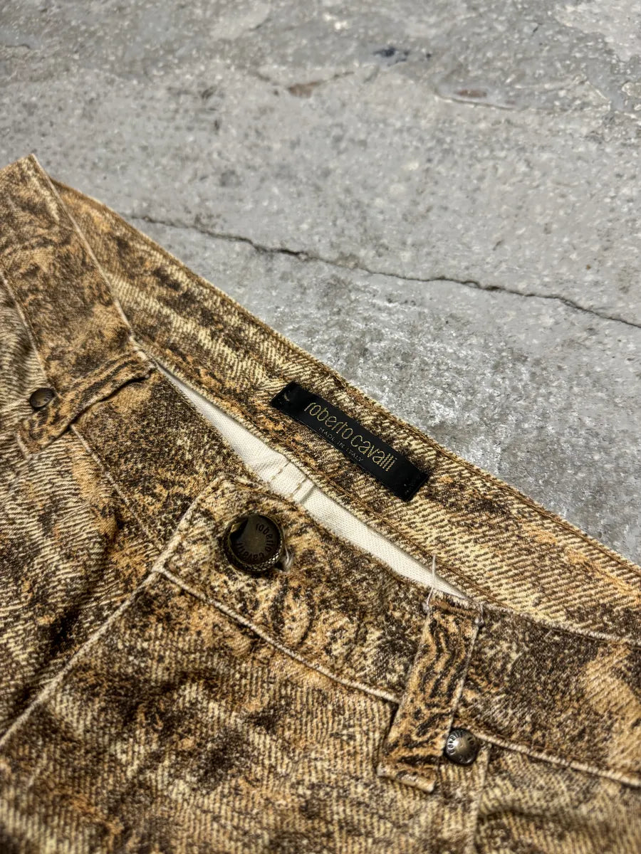 FW2000 Roberto Cavalli Beige Eroded Marble Pants (S) uqpYXmq 8