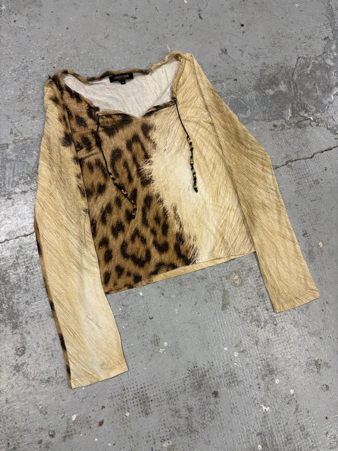 FW2000 Roberto Cavalli Beige Leopard Print Cardigan XNKJLyd 4