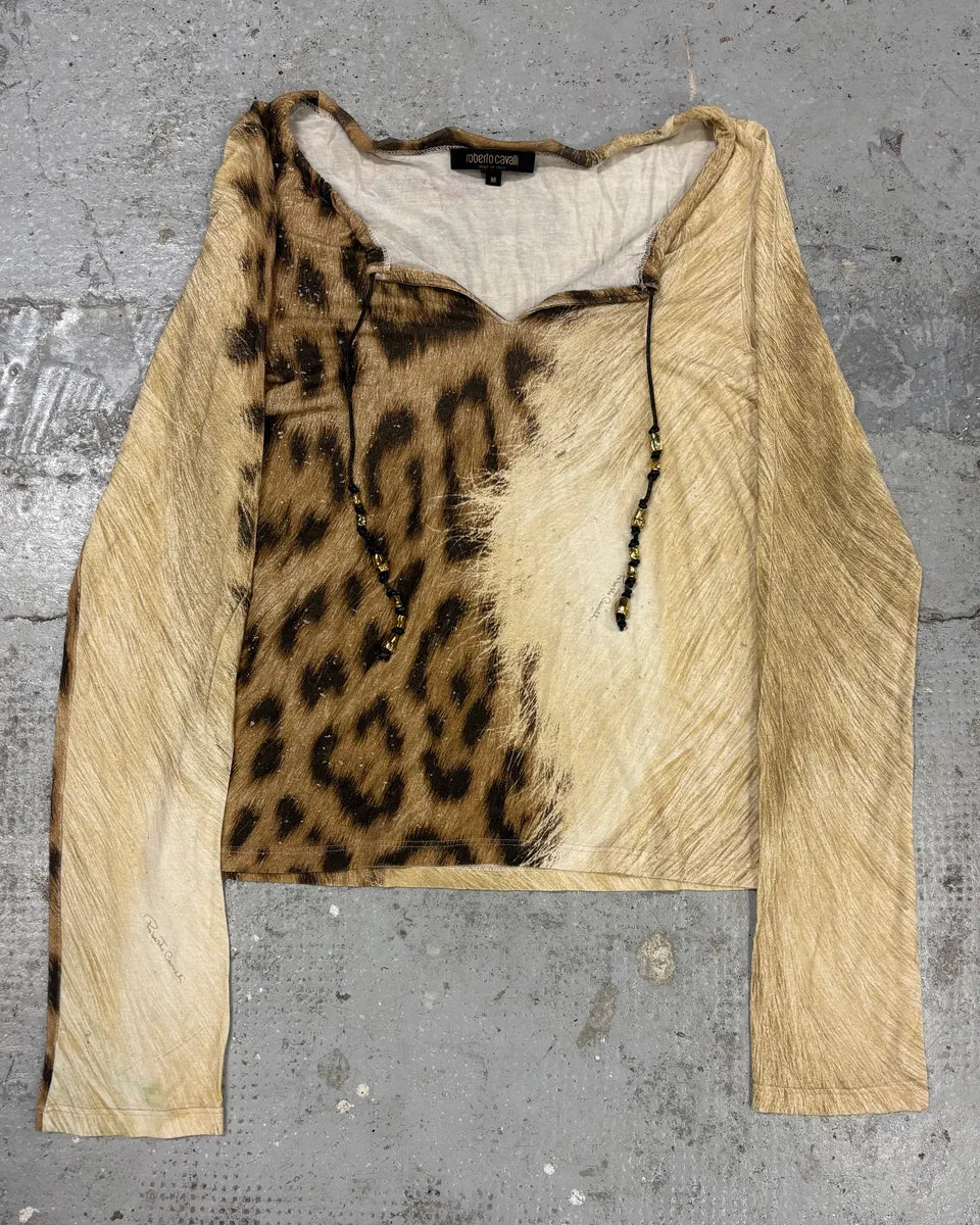 FW2000 Roberto Cavalli Beige Leopard Print Cardigan XNKJLyd 0