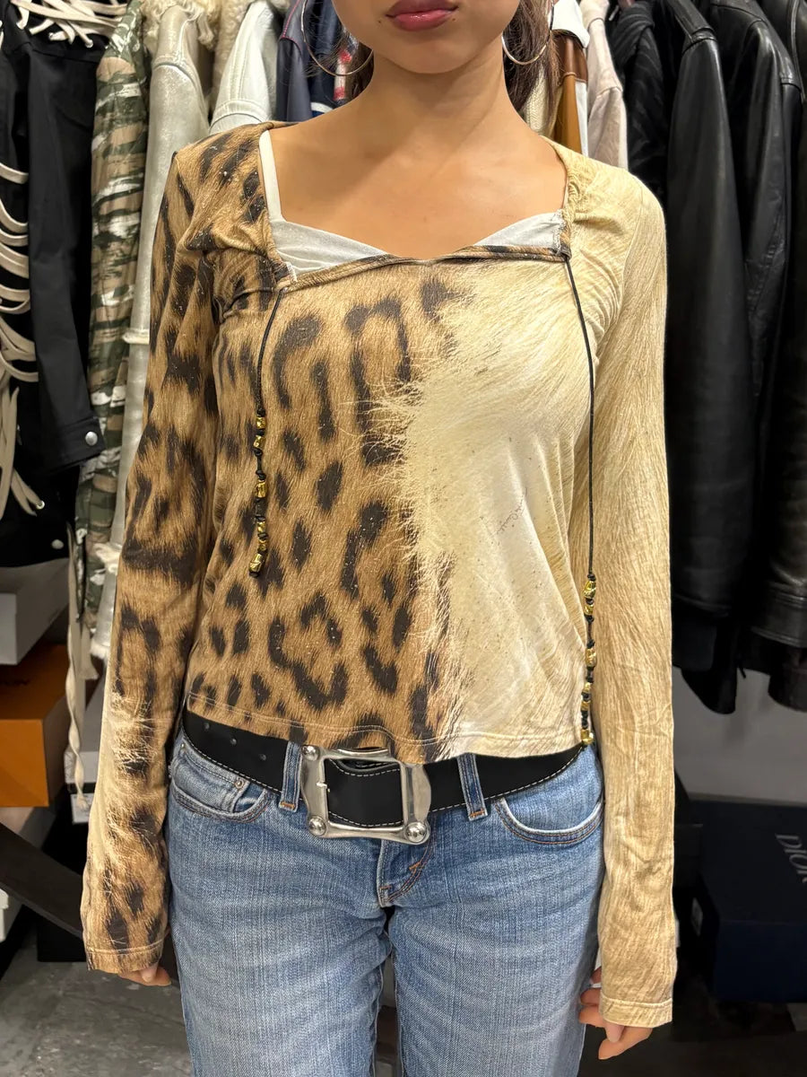FW2000 Roberto Cavalli Beige Leopard Print Cardigan XNKJLyd 1