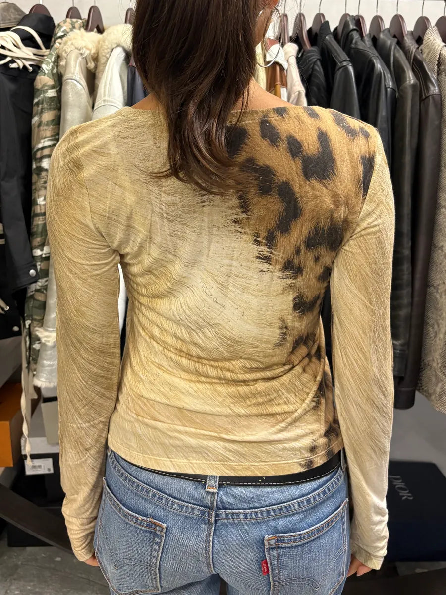 FW2000 Roberto Cavalli Beige Leopard Print Cardigan XNKJLyd 2