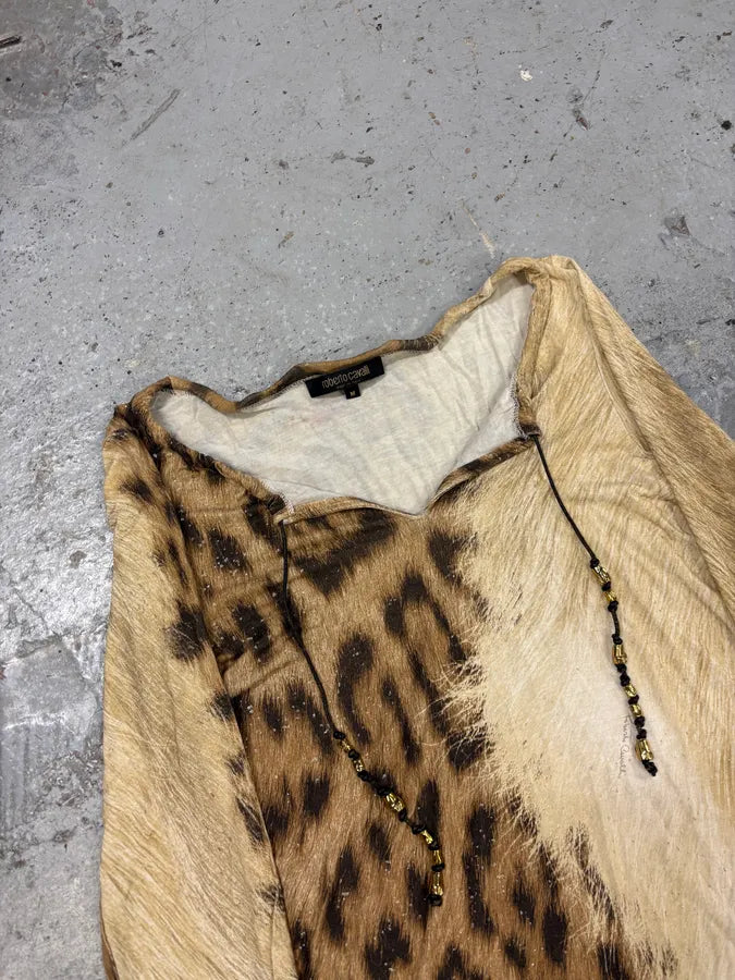 FW2000 Roberto Cavalli Beige Leopard Print Cardigan XNKJLyd 3