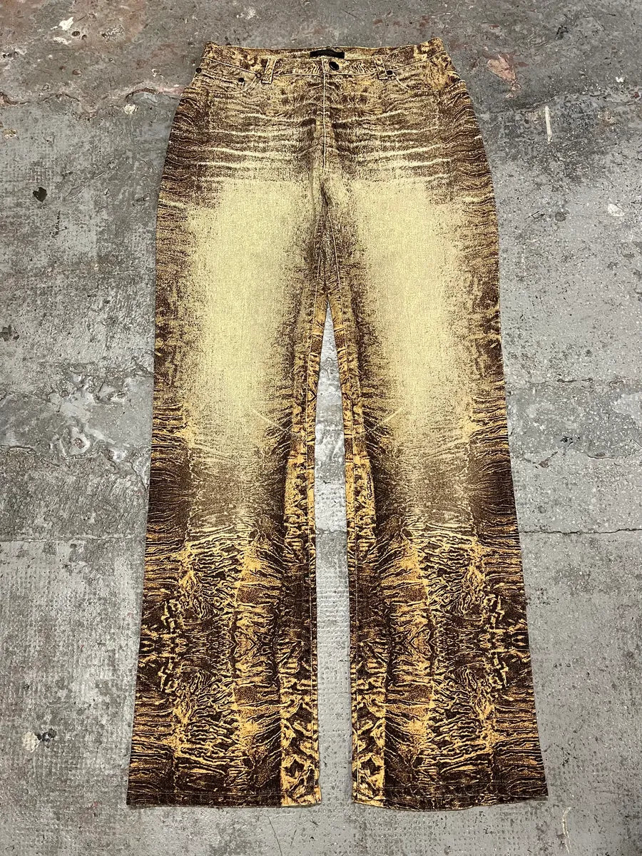 FW2000 Roberto Cavalli Beige Marble Pants (M) KIINZSz 0