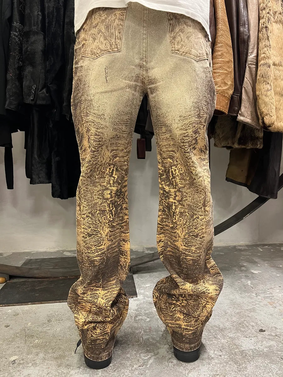 FW2000 Roberto Cavalli Beige Marble Pants (M) KIINZSz 2