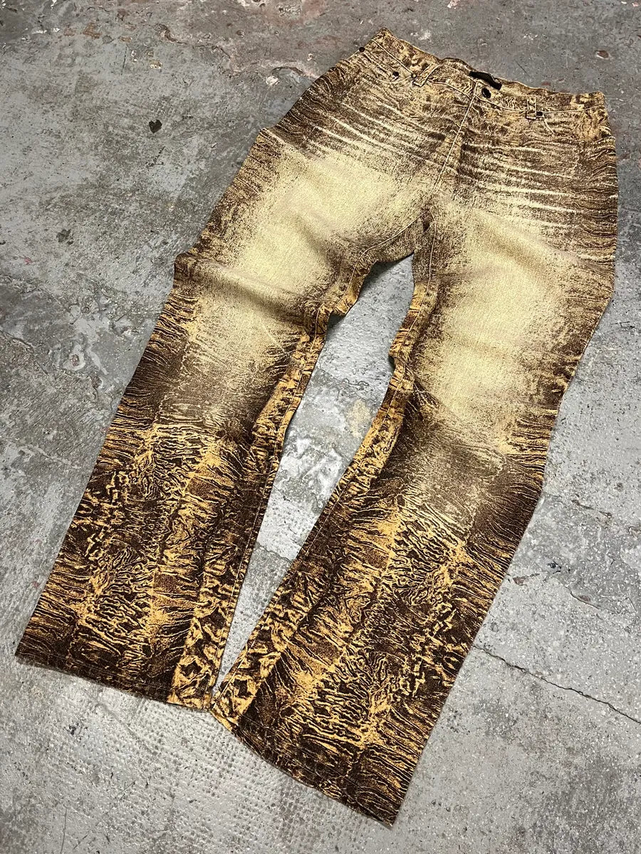 FW2000 Roberto Cavalli Beige Marble Pants (M) KIINZSz 3
