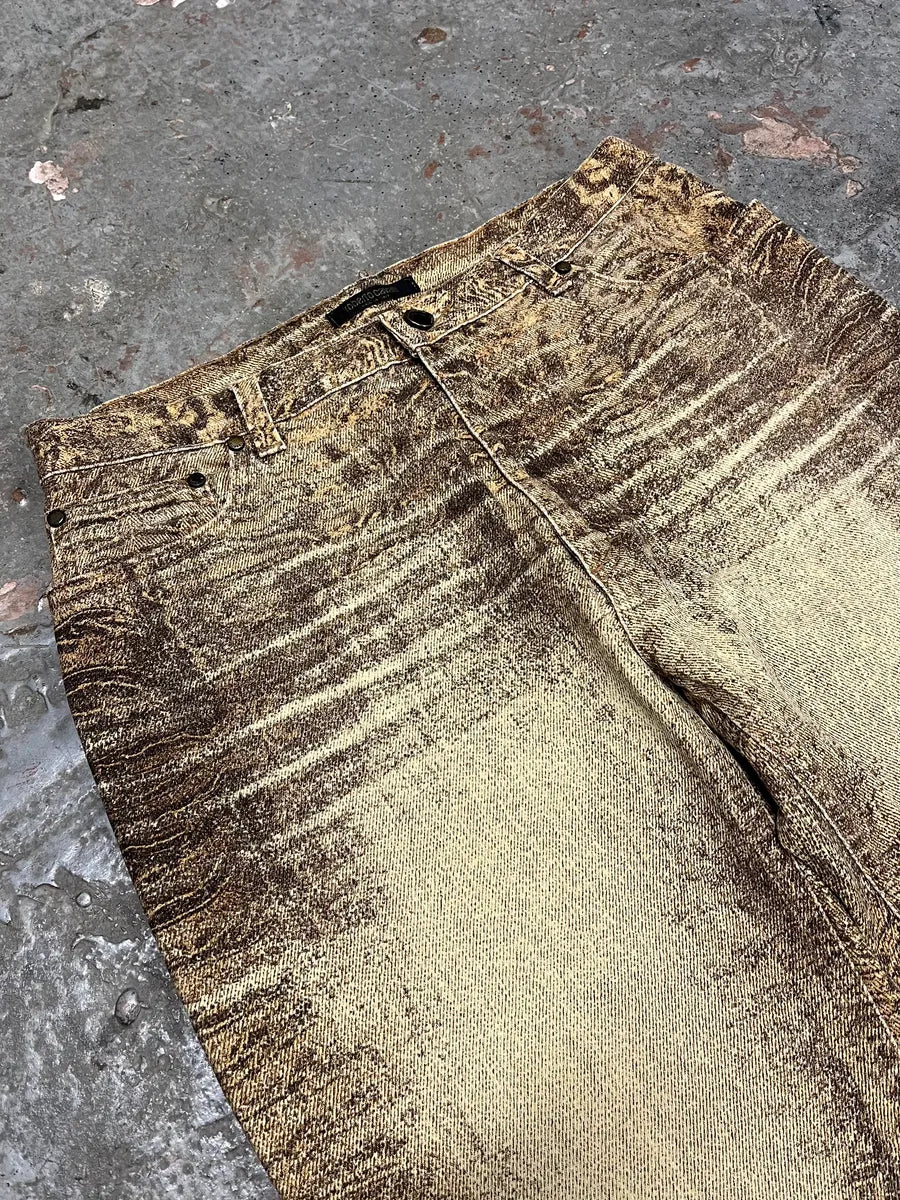 FW2000 Roberto Cavalli Beige Marble Pants (M) KIINZSz 6