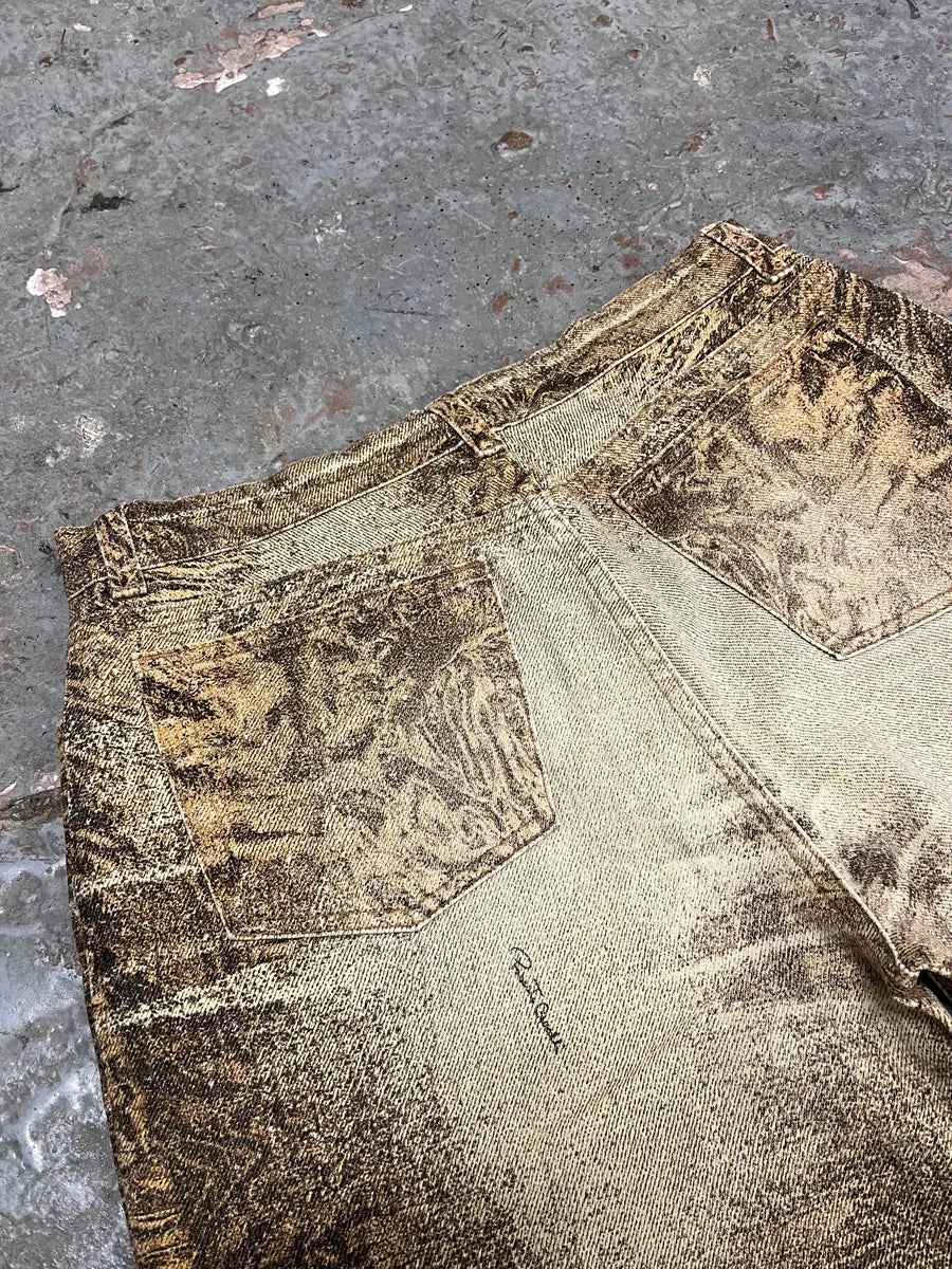 FW2000 Roberto Cavalli Beige Marble Pants (M) KIINZSz 8