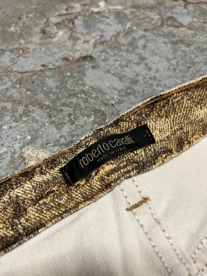 FW2000 Roberto Cavalli Beige Marble Pants (M) KIINZSz 9