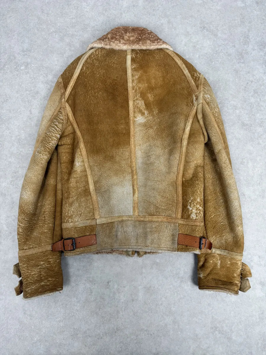 FW2000 Roberto Cavalli Beige Shearling Leather Jacket  eTmJcDt 1