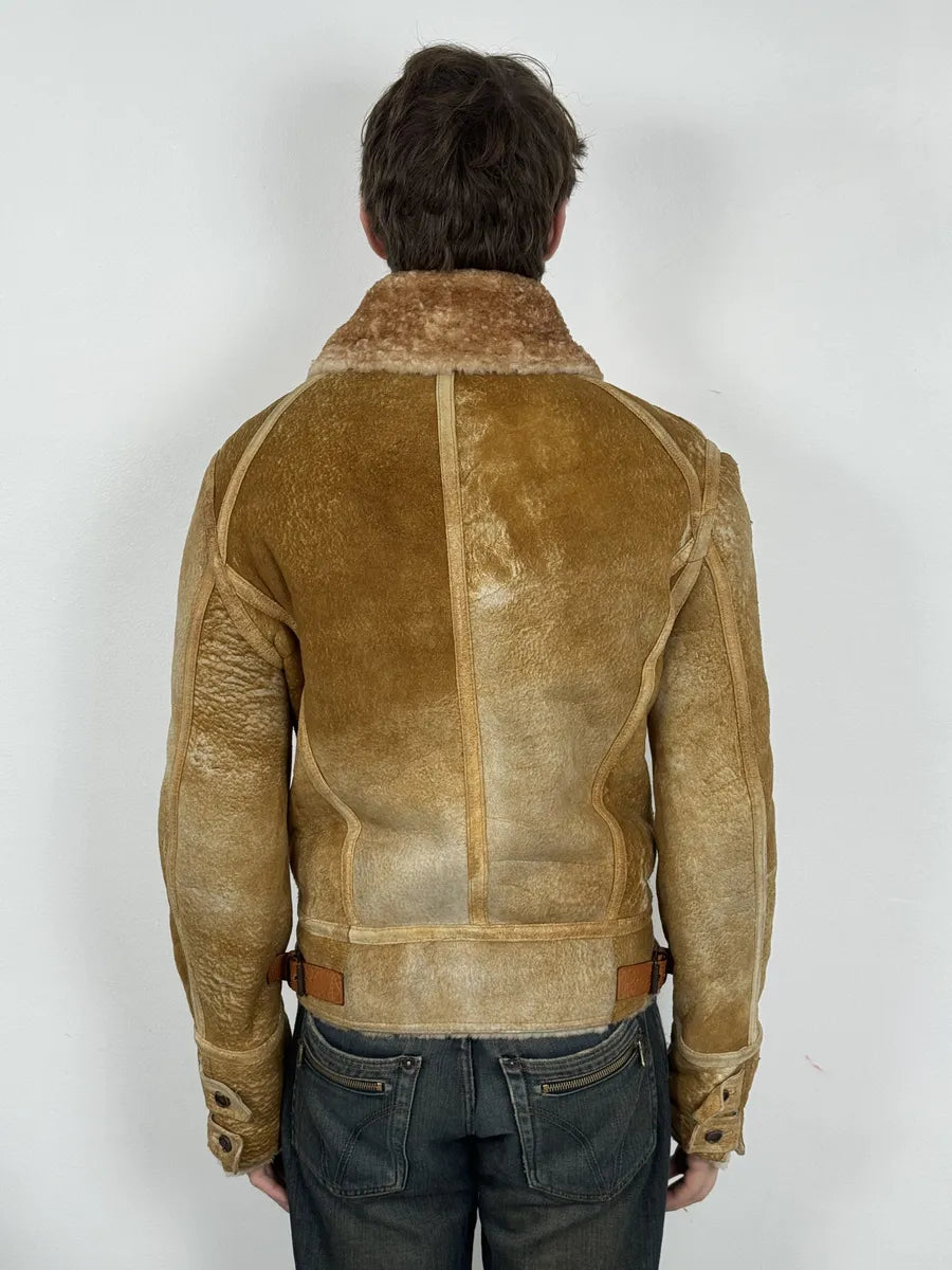 FW2000 Roberto Cavalli Beige Shearling Leather Jacket  eTmJcDt 3