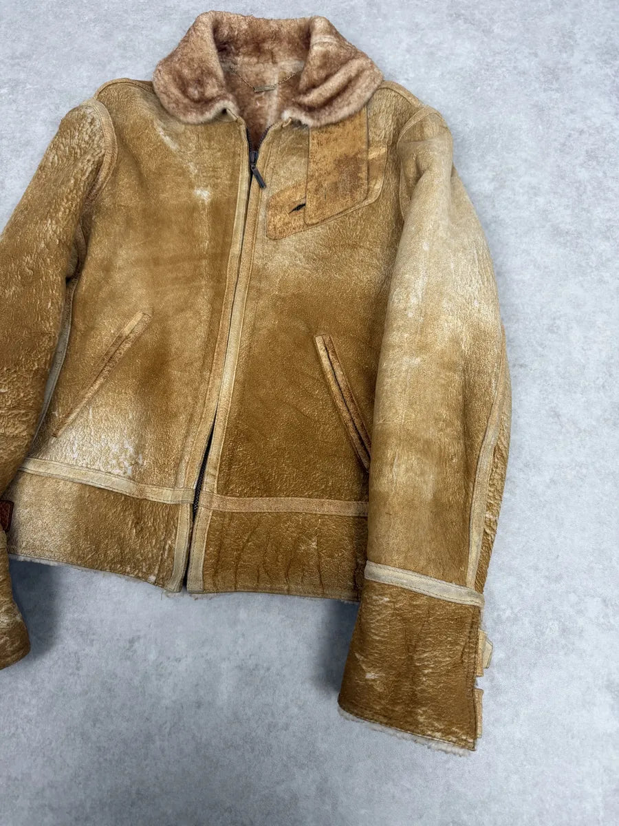 FW2000 Roberto Cavalli Beige Shearling Leather Jacket  eTmJcDt 5