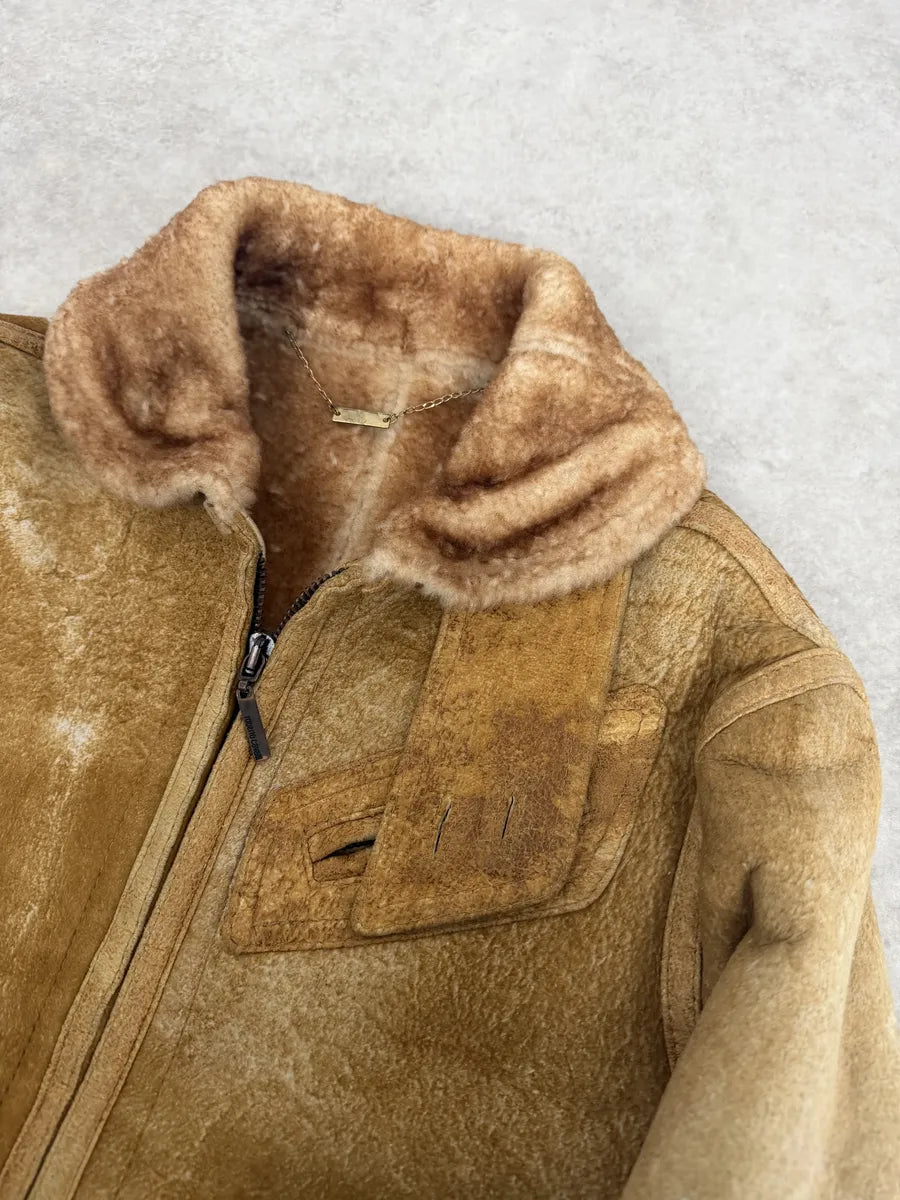 FW2000 Roberto Cavalli Beige Shearling Leather Jacket  eTmJcDt 8