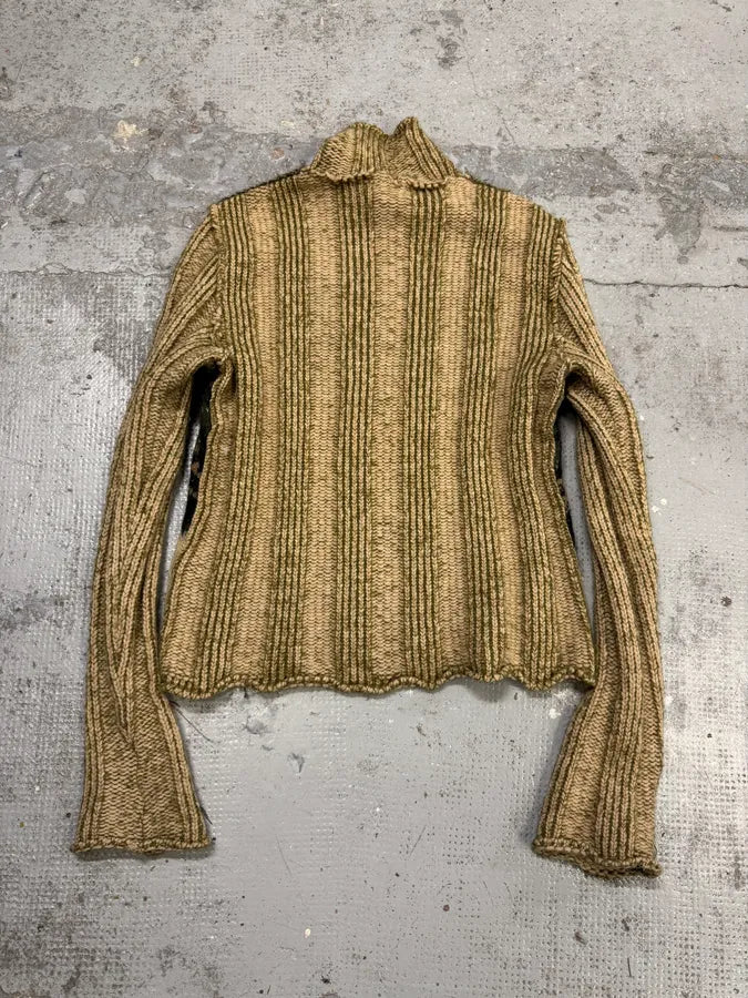 FW2000 Roberto Cavalli Beige Wool Lynx Turtleneck Sweater rrxZVto 1