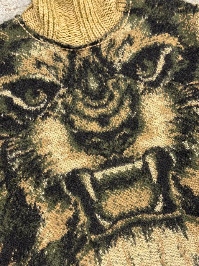 FW2000 Roberto Cavalli Beige Wool Lynx Turtleneck Sweater rrxZVto 3