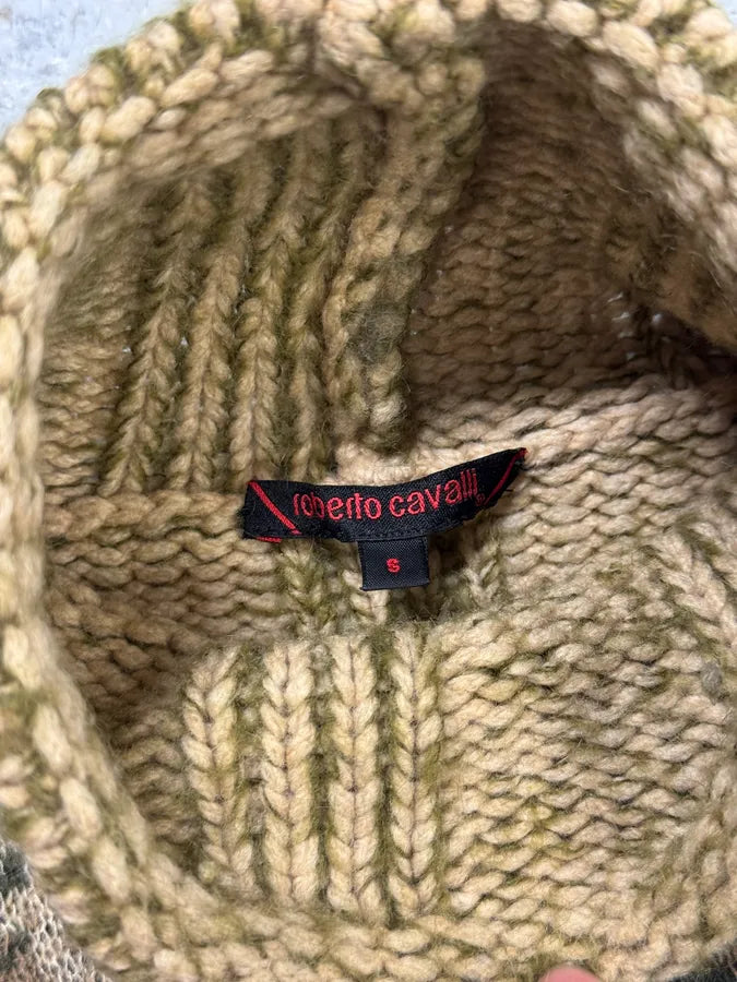 FW2000 Roberto Cavalli Beige Wool Lynx Turtleneck Sweater rrxZVto 4