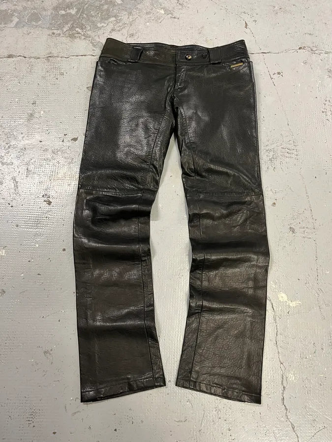 FW2000 Roberto Cavalli Black Low Waist Leather Pants yozvgKR 0
