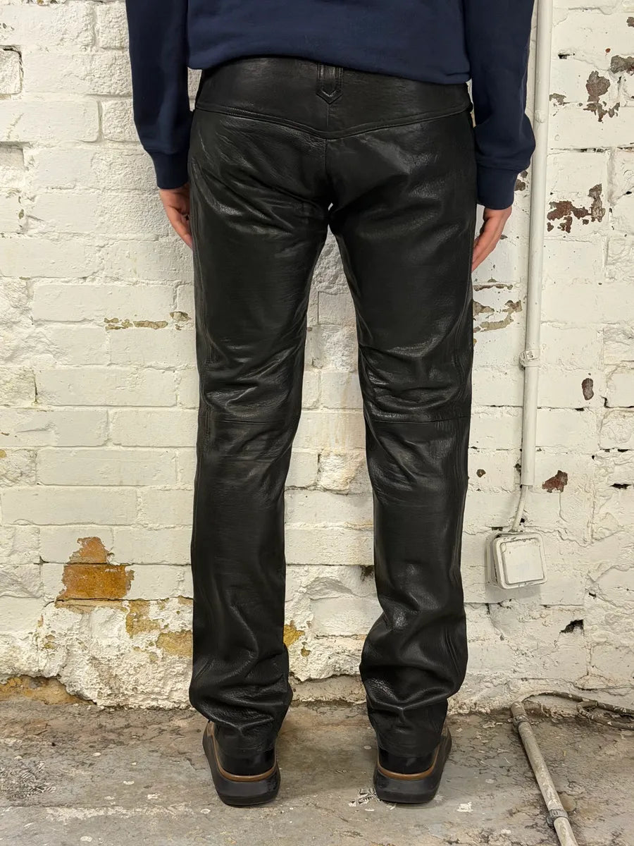 FW2000 Roberto Cavalli Black Low Waist Leather Pants yozvgKR 3