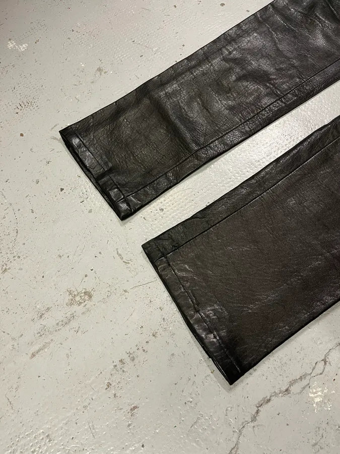 FW2000 Roberto Cavalli Black Low Waist Leather Pants yozvgKR 4