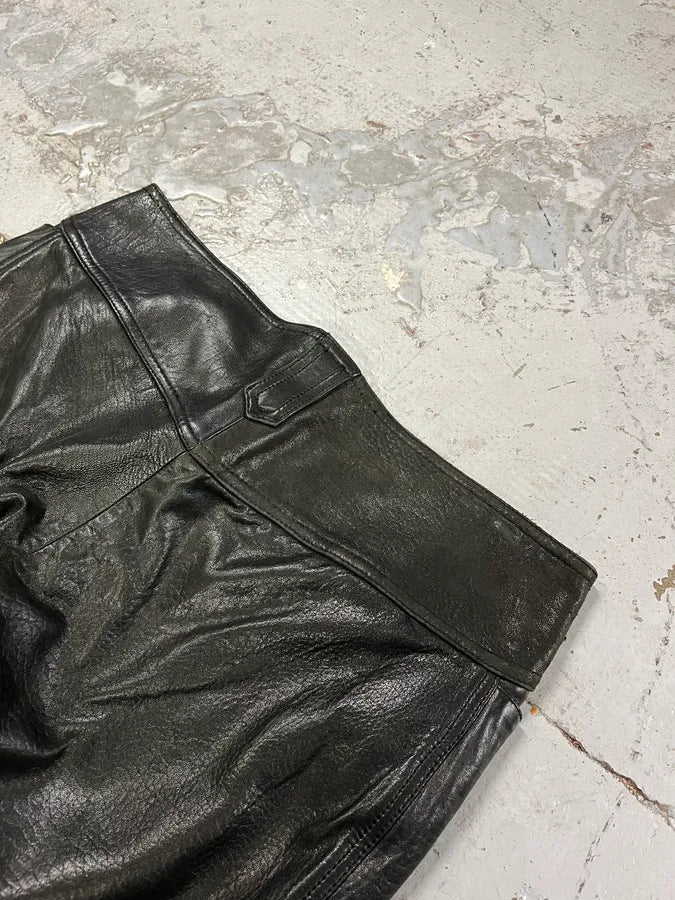 FW2000 Roberto Cavalli Black Low Waist Leather Pants yozvgKR 7