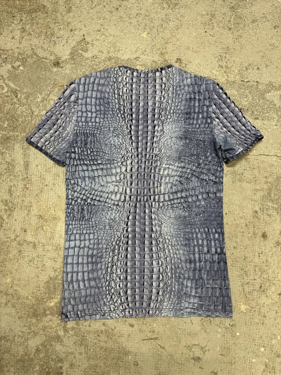 FW2000 Roberto Cavalli Blue Crocodile Effect Tee-Shirt (S) 1