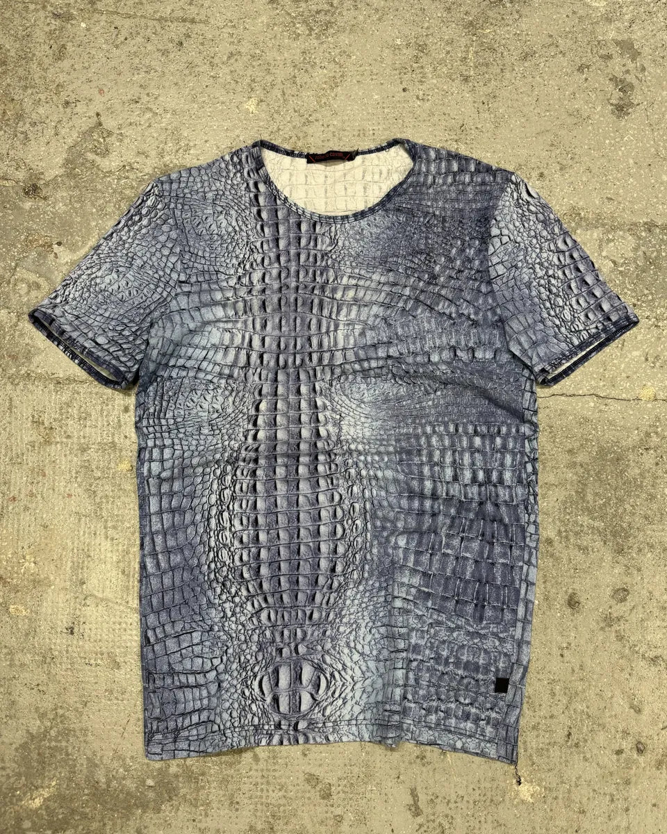 FW2000 Roberto Cavalli Blue Crocodile Effect Tee-Shirt (S) 2